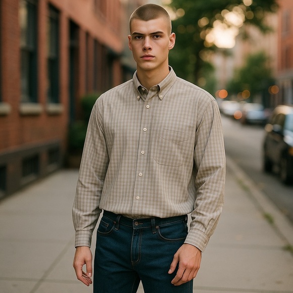 NAUTCA Brown Long Sleeve Button Down Shirt Size XL - Picture 1 of 7